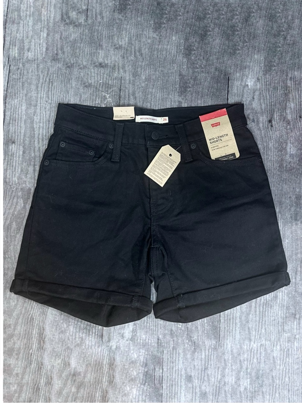 Levi’s Mid-Length Denim Shorts in Black NWT ~ Size 26 ~ Item #J17